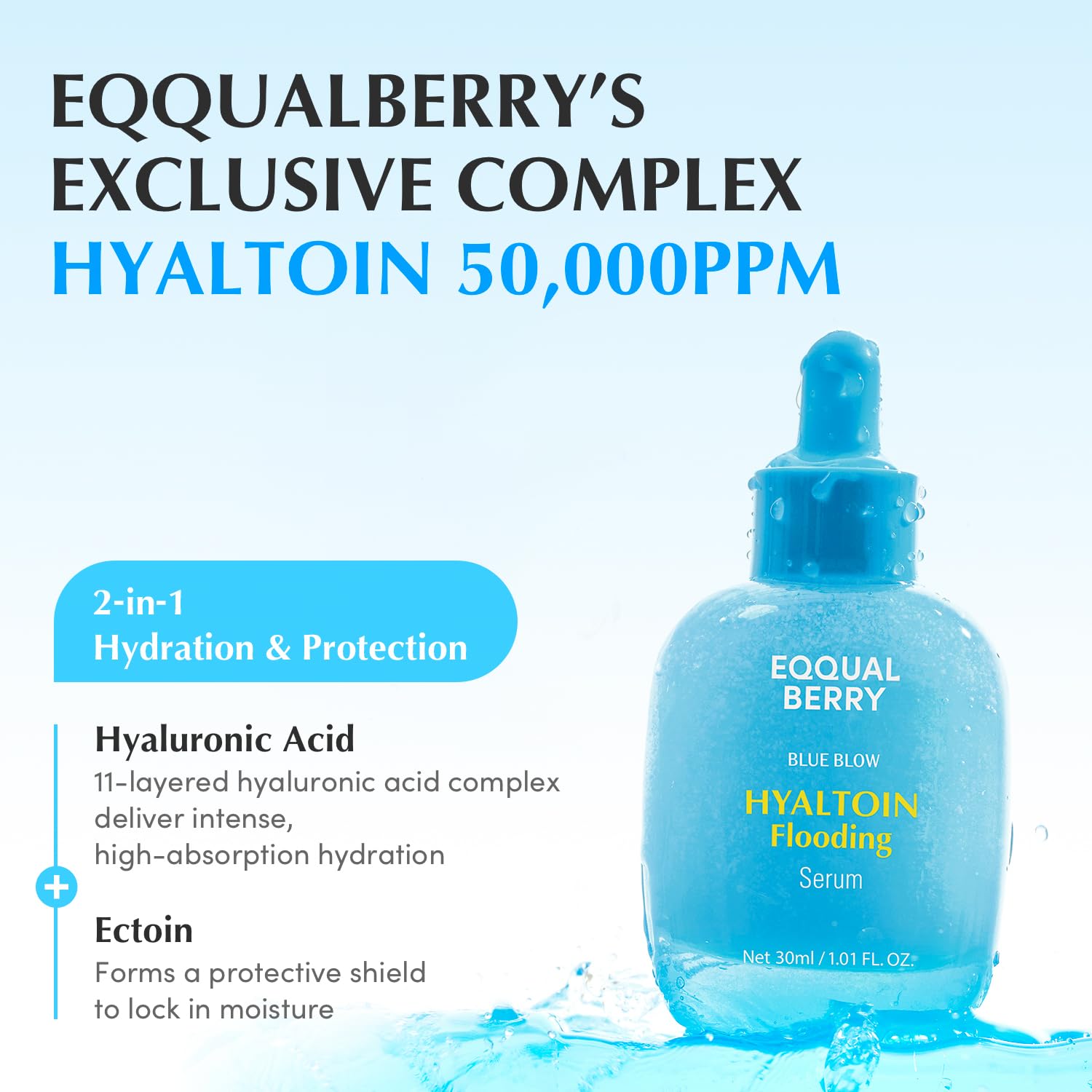 EQQUALBERRY Hyaltoin Flooding Serum - drėkinamasis veido serumas