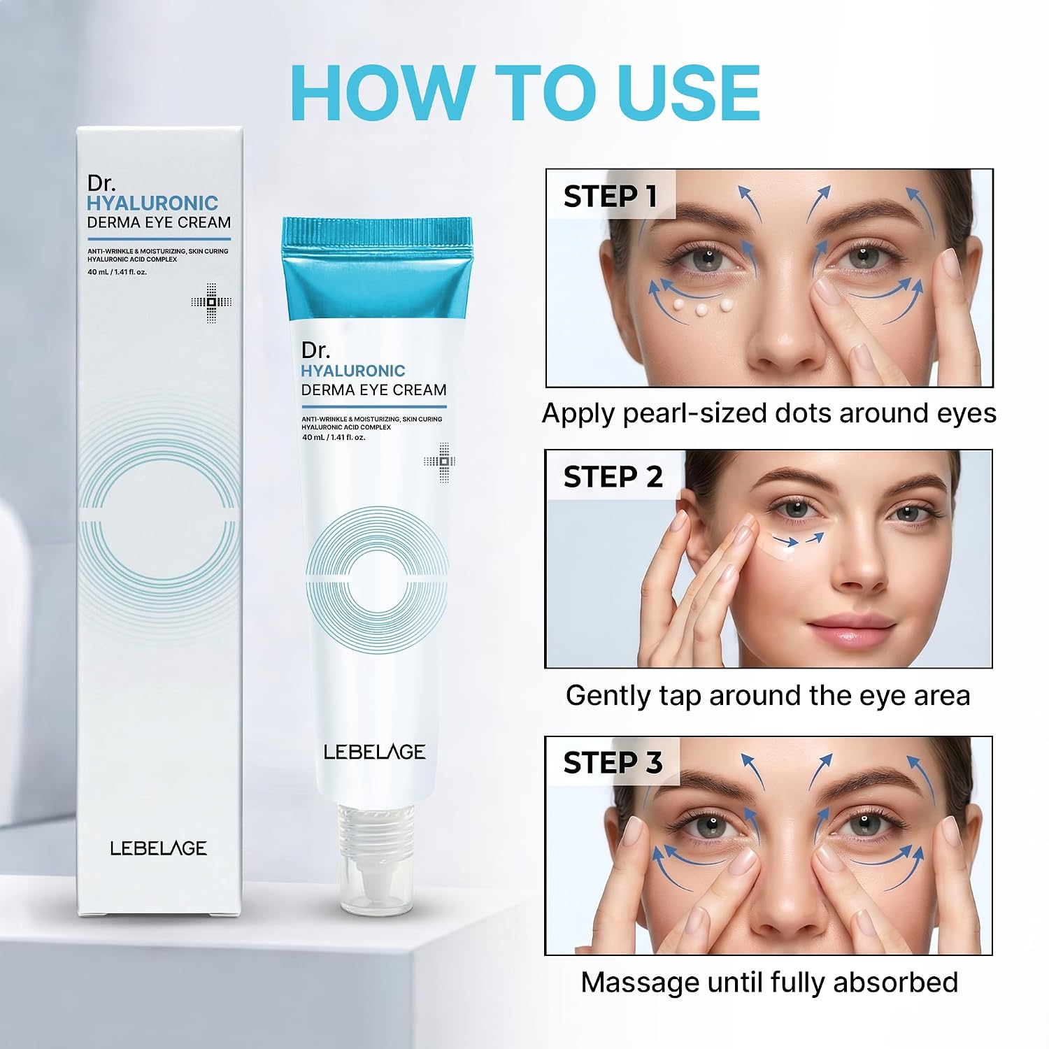 LEBELAGE Dr. Hyaluronic Derma Eye Cream – intensyviai drėkinantis paakių kremas