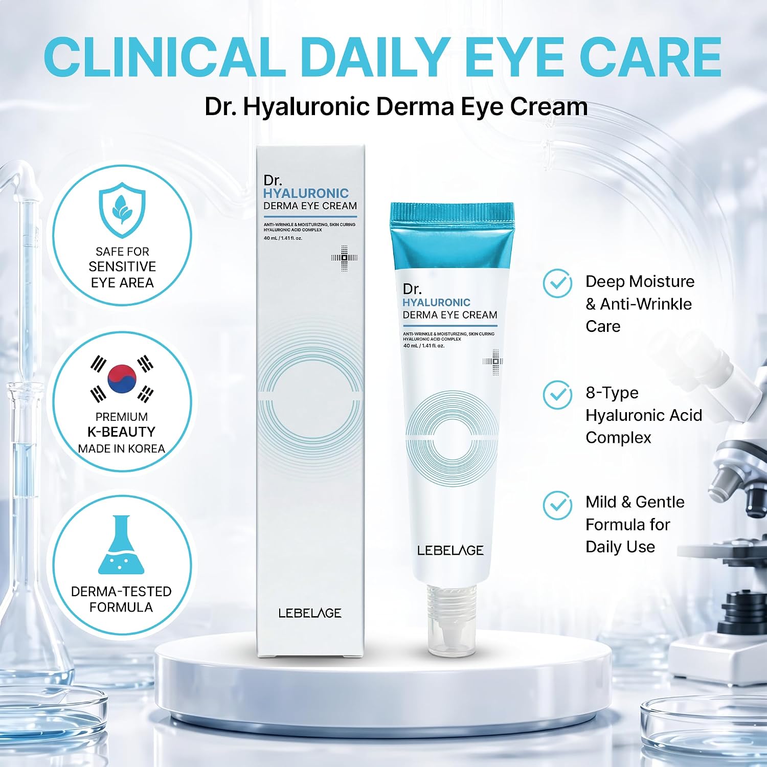 LEBELAGE Dr. Hyaluronic Derma Eye Cream – intensyviai drėkinantis paakių kremas