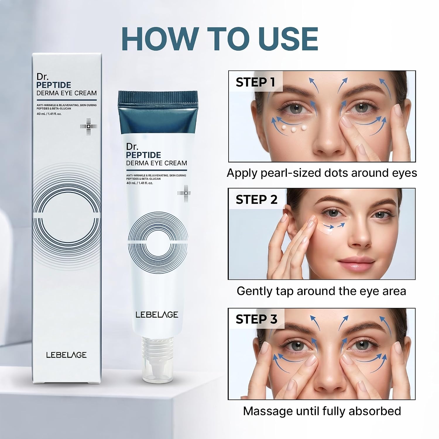LEBELAGE Dr. Peptide Derma Eye Cream – paakių kremas su peptidais nuo raukšlių