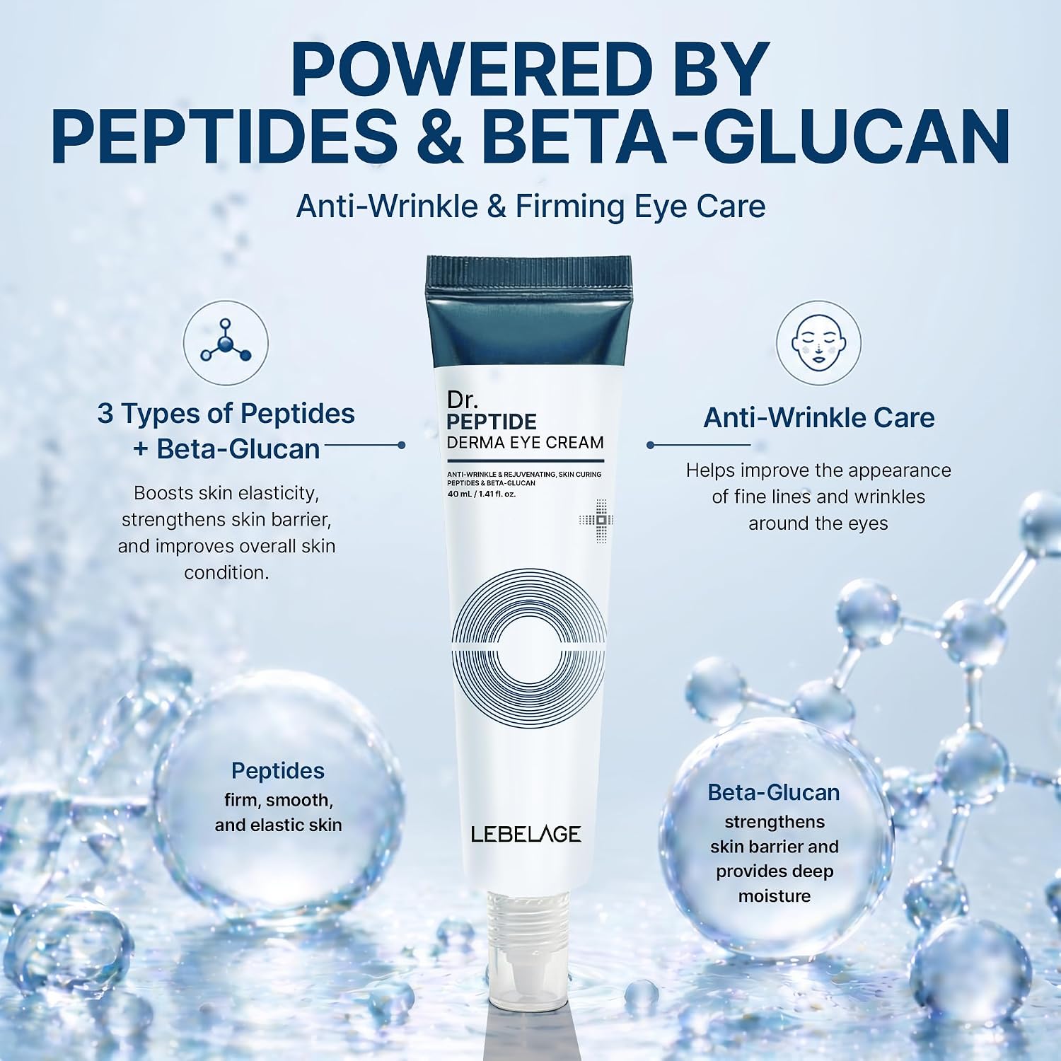 LEBELAGE Dr. Peptide Derma Eye Cream – paakių kremas su peptidais nuo raukšlių