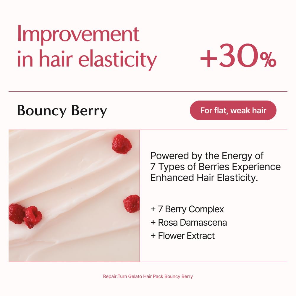 LILYEVE Repair Gelato Hair Pack Bouncy Berry – atkuriamoji plaukų kaukė elastingumui