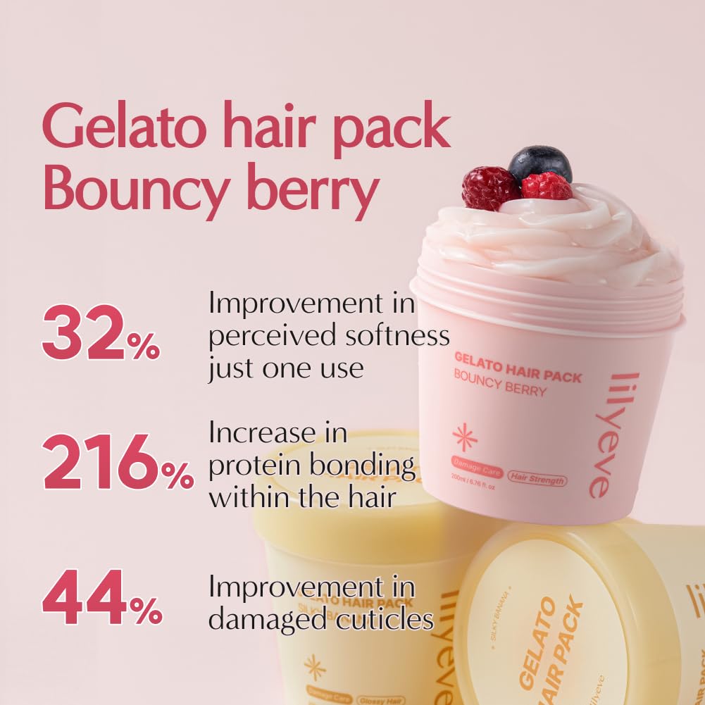 LILYEVE Repair Gelato Hair Pack Bouncy Berry – atkuriamoji plaukų kaukė elastingumui