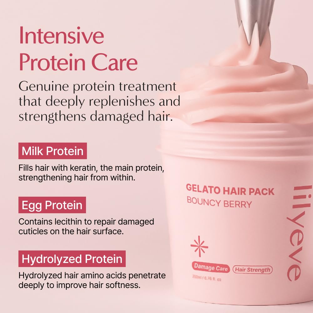 LILYEVE Repair Gelato Hair Pack Bouncy Berry – atkuriamoji plaukų kaukė elastingumui