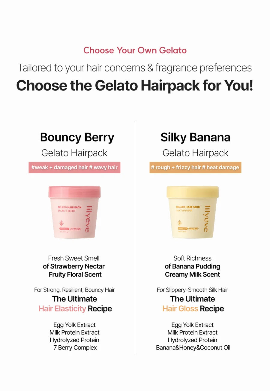 LILYEVE Repair Gelato Hair Pack Bouncy Berry – atkuriamoji plaukų kaukė elastingumui