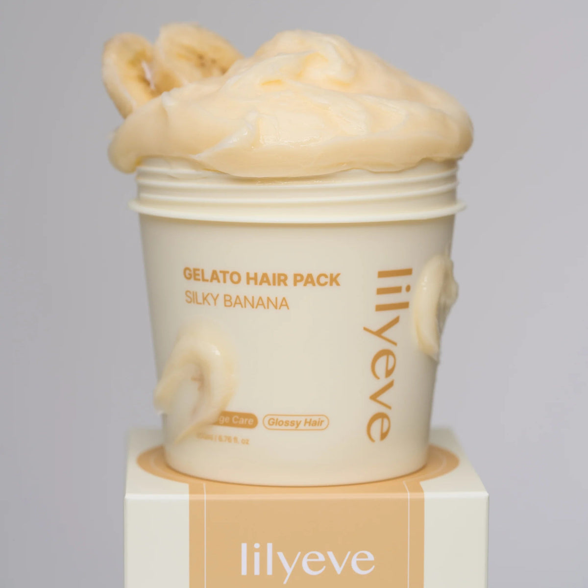 LILYEVE Repair Gelato Hair Pack Silky Banana – atkuriamoji plaukų kaukė žvilgesiui