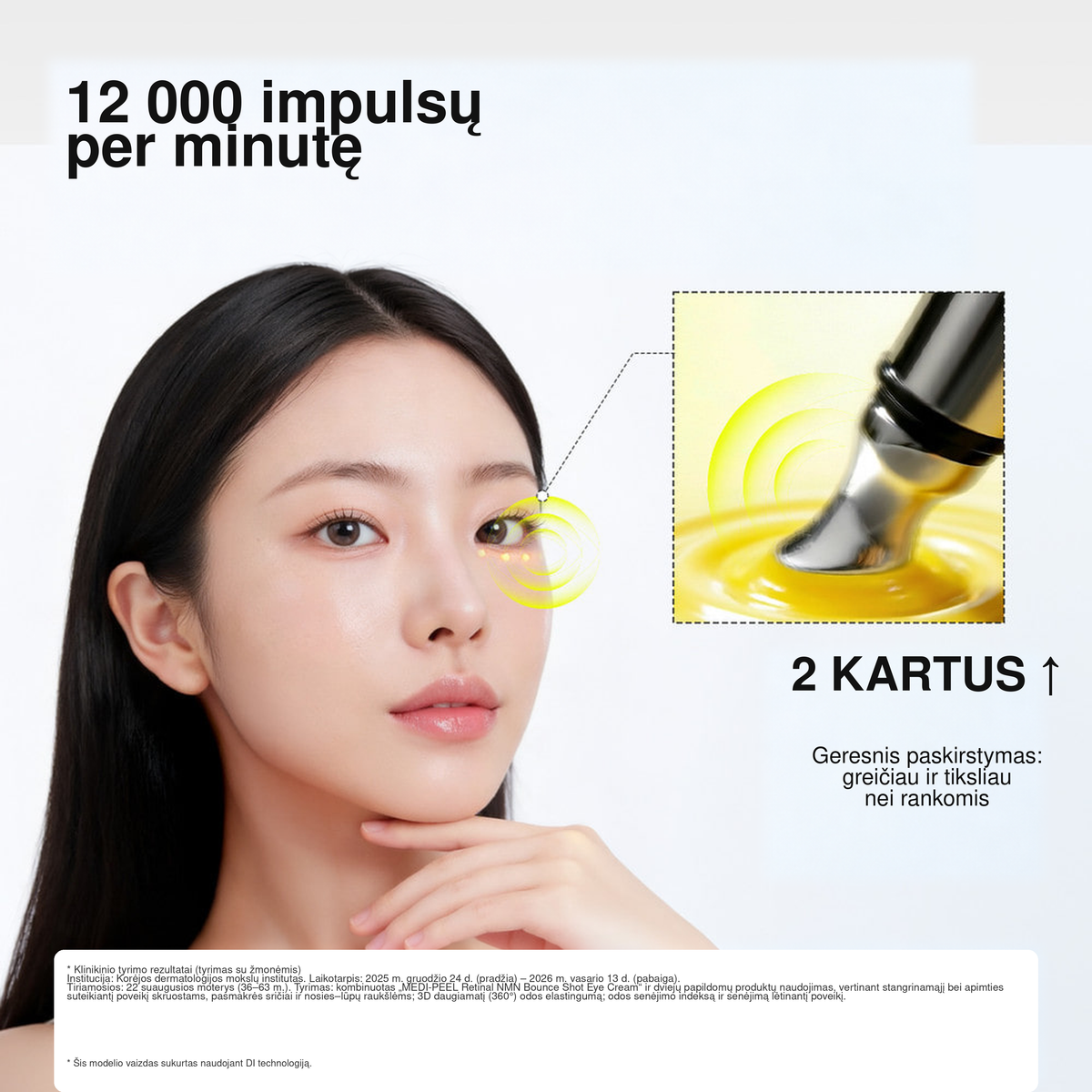 MEDIPEEL Retinal NMN Bounce Shot Eye Cream – stangrinamasis paakių kremas su vibruojančiu aplikatoriumi