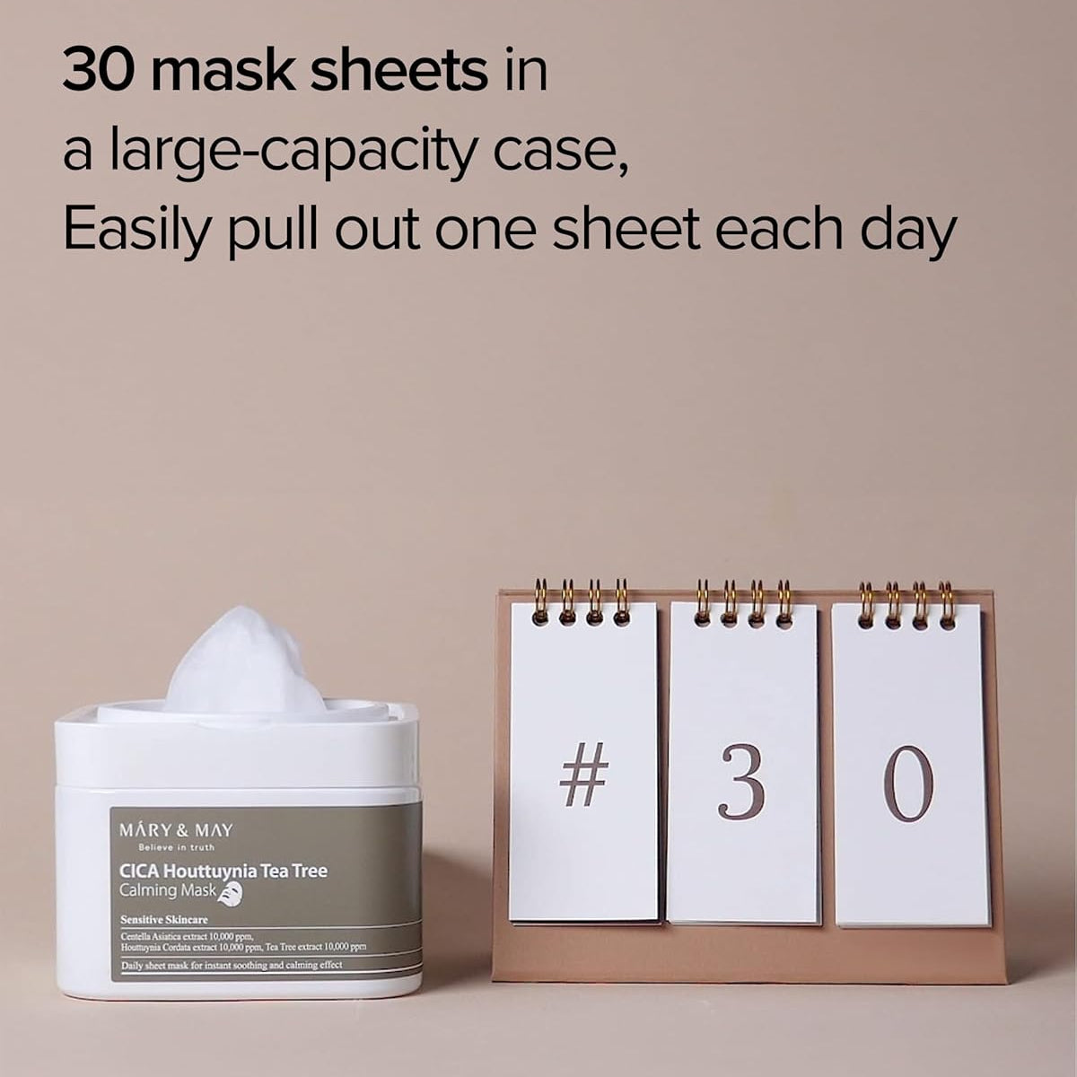 MARY&amp;MAY CICA Houttuynia Tea Tree Calming Mask – raminančios lakštinės veido kaukės (30 vnt)