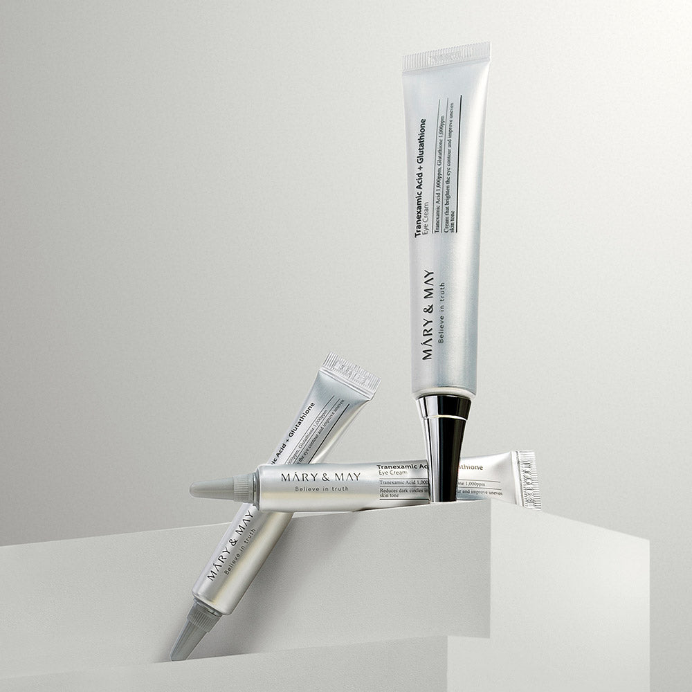 MARY&amp;MAY Tranexamic Acid + Glutathione Eye Cream Special Set – šviesinantis paakių kremų rinkinys (1+2 vnt)