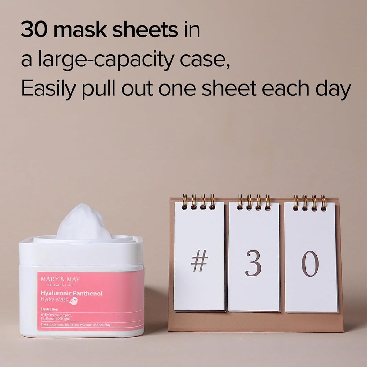 MARY&amp;MAY Hyaluronic Panthenol Hydra Mask – drėkinančios lakštinės veido kaukės (30 vnt)