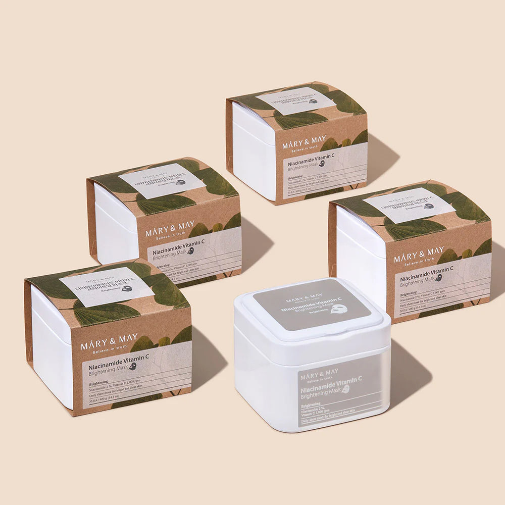 MARY&amp;MAY Niacinamide Vitamin C Brightening Mask – skaistinančios lakštinės veido kaukės (30 vnt)