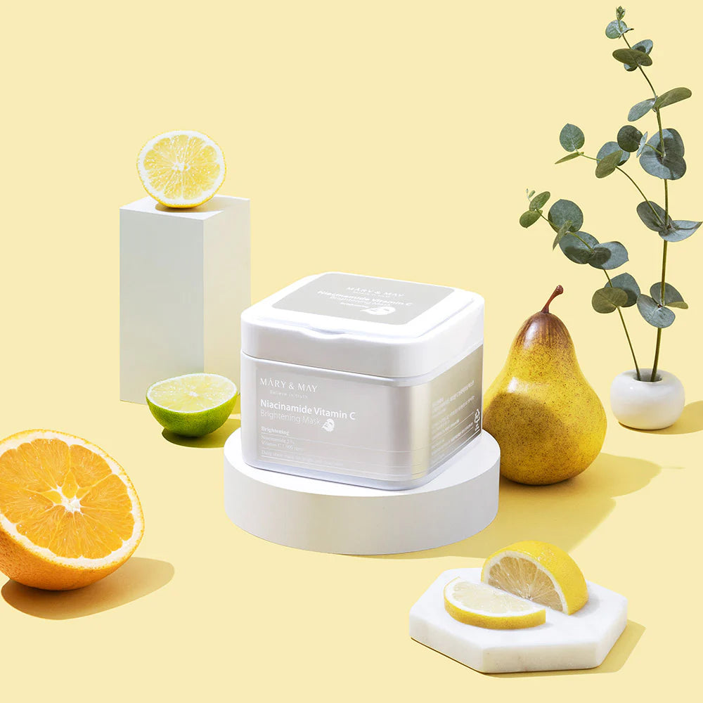 MARY&amp;MAY Niacinamide Vitamin C Brightening Mask – skaistinančios lakštinės veido kaukės (30 vnt)