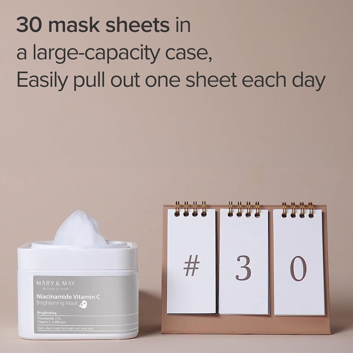 MARY&amp;MAY Niacinamide Vitamin C Brightening Mask – skaistinančios lakštinės veido kaukės (30 vnt)