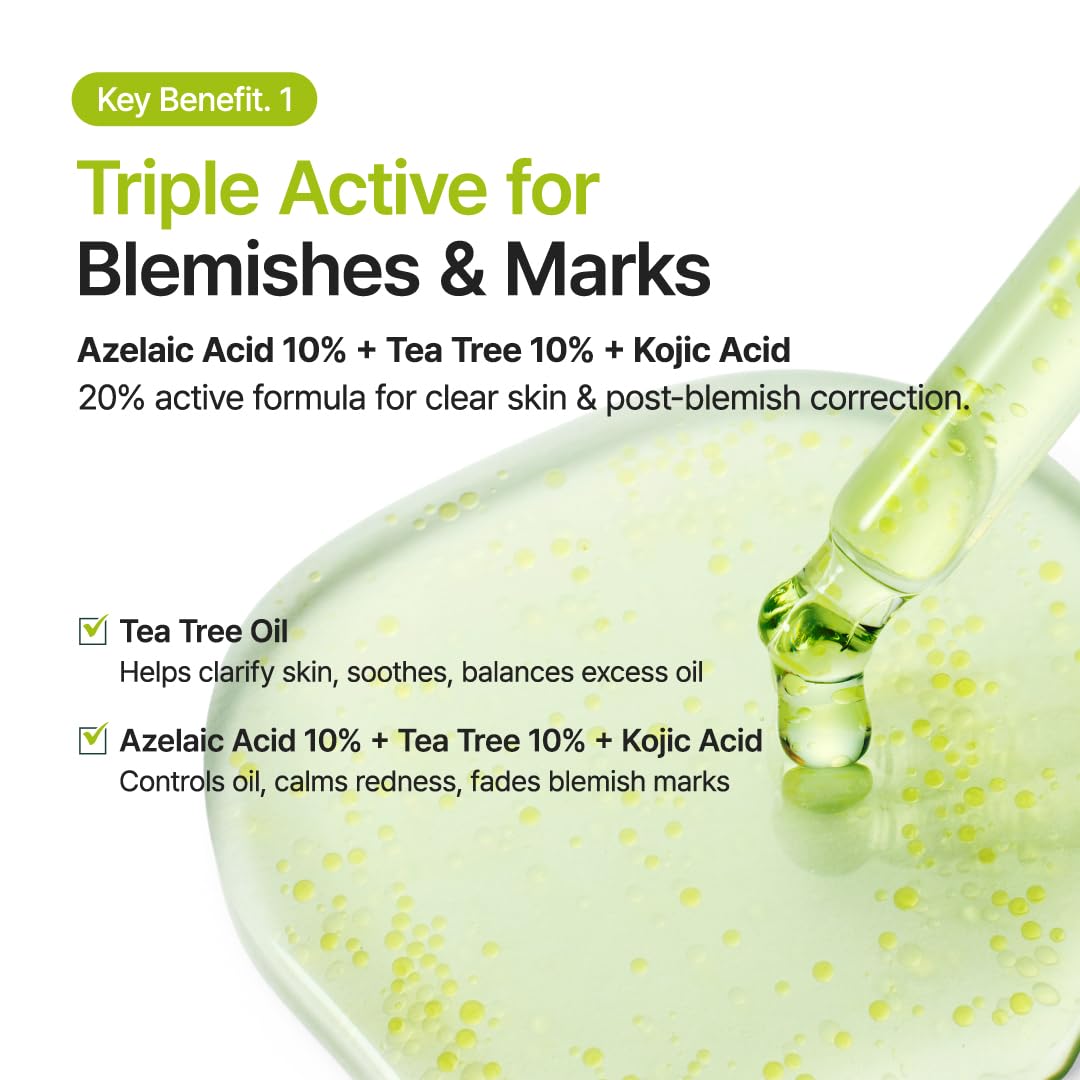 PURITO SEOUL Azelaic Acid 10 Kojic Tea Tree Serum – veido serumas